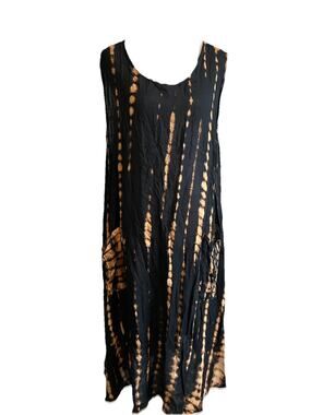 Tie Dye Tank Dress Hippie Festival Swim Coverup Island Planet Pocket Earth Tones